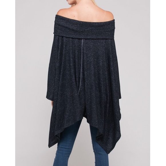 Off the Shoulder Poncho Sweater - Picture 2 of 5